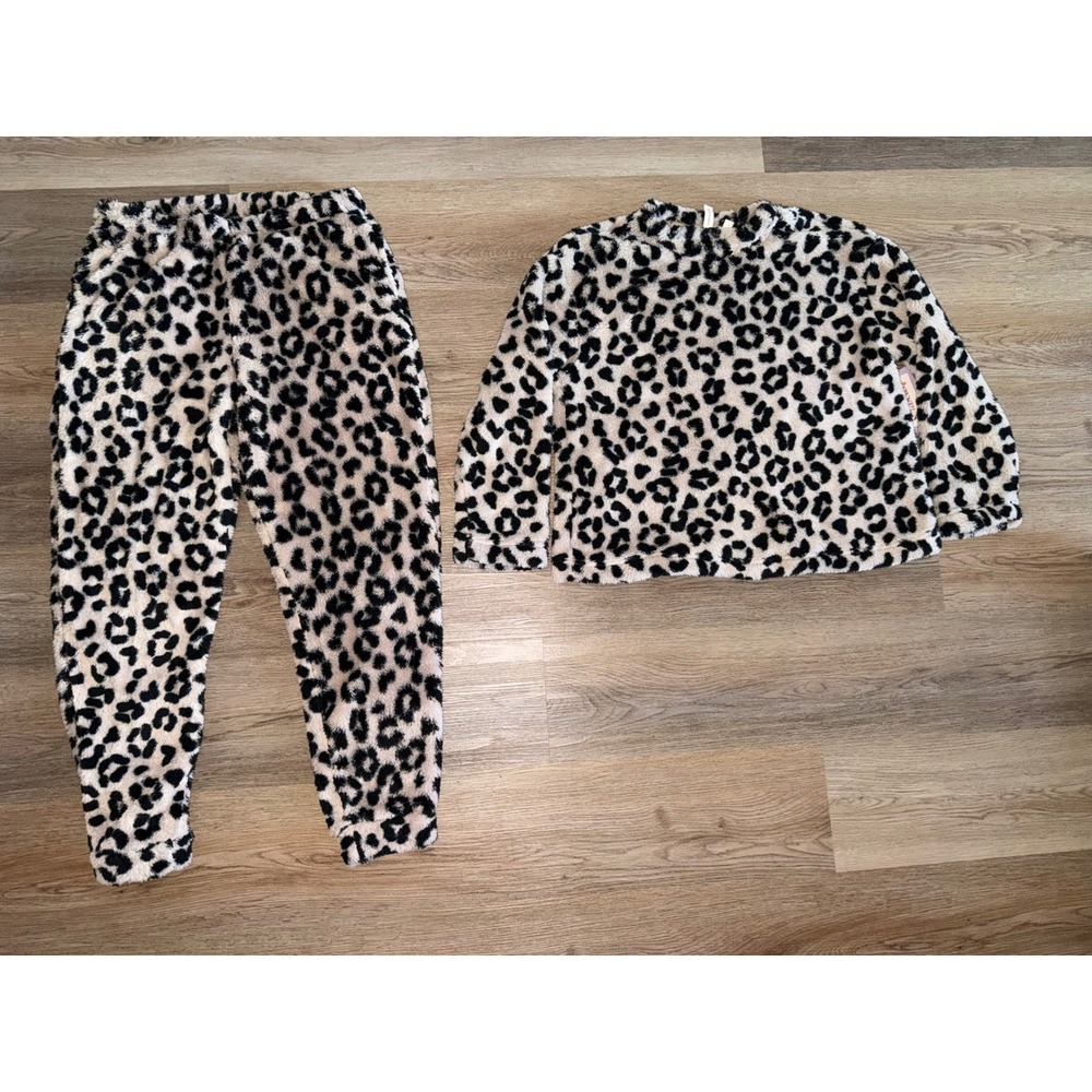 Women plush pajamas set leopard Small 4/6